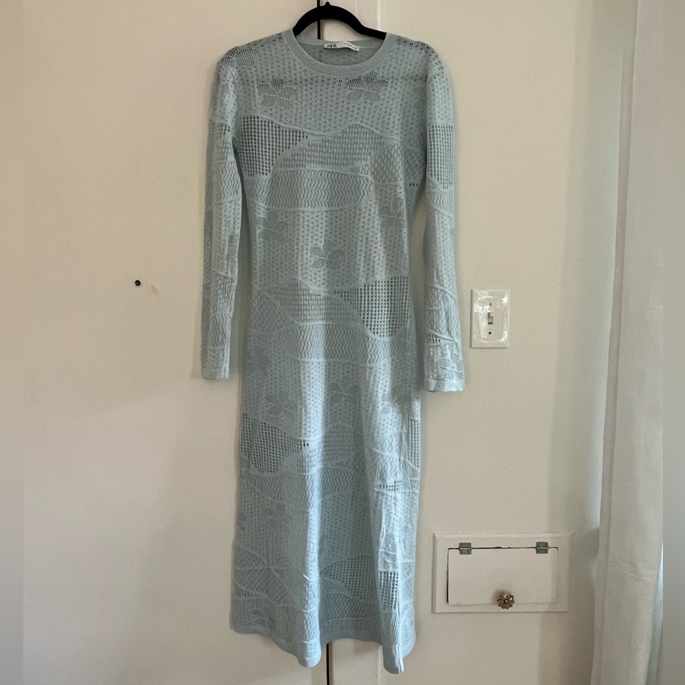 Long Blue Knit Zara Dress (size M)